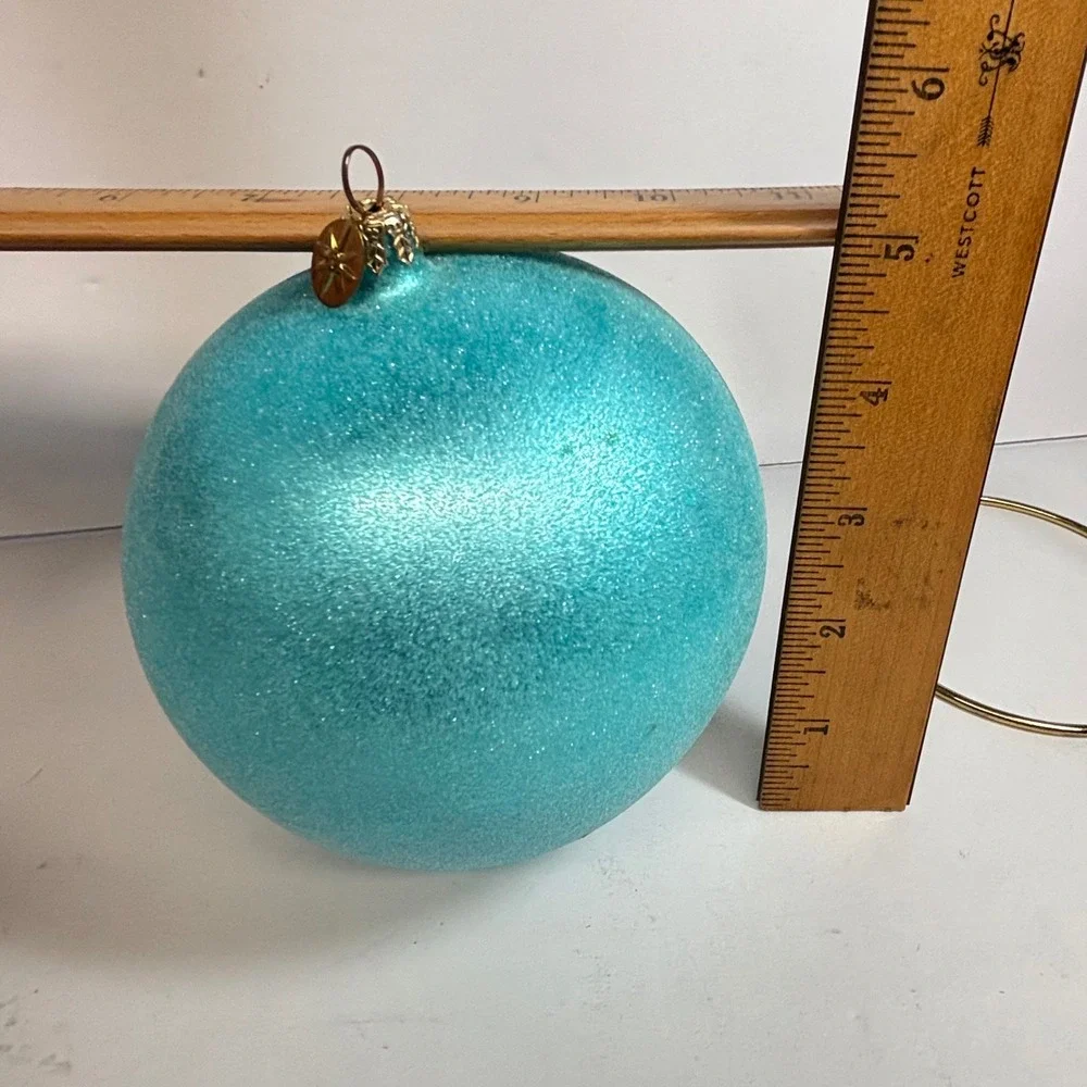 Vintage Christopher Radko Christmas Ornament Large Ball Frosted Aqua 5
